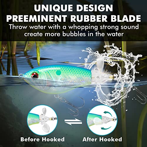TRUSCEND Popobait Easy Catch Fishing Lures with BKK Hooks, Instant Startup, Longer Cast, Balanced Spray/Sound/Swim, Plopper Topwater Lures for Bass, Trout, Pike, Walleye, Freshwater Saltwater Fishing - color: A-3",0.3oz