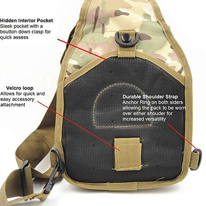 FAMI Outdoor Tactical Bag Backpack, Military Sport Bag Pack Sling Shoulder Backpack Tactical Satchel for Every Day Carry (CP) - color: Cp