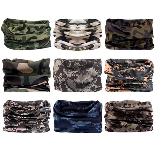 Neck Gaiter for Men Women Headwear Bandana Head Wrap Face Scarf Mask Cover Warmer Balaclava-Seamless & Versatile - color: B-camo 1