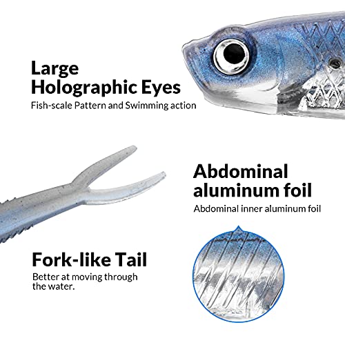 QualyQualy Soft Swimbait Fishing Lures 5PCS 6PCS Jerk Shad Minnow Drop Shot Lure Bass Bait Shad Lure Soft Jerkbait for Bass Trout Pike Walleye Crappie 2.95'' 3.93'' 4.72'' - color: A-3#, size: 2.95" - 6Pcs