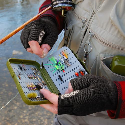 Palmyth Wool Fingerless Fishing Gloves - Warm for Men & Women: Cold Weather Fly Fishing, Ice Fishing, Photography & Hunting - color: Obsidian, size: Large-X-Large