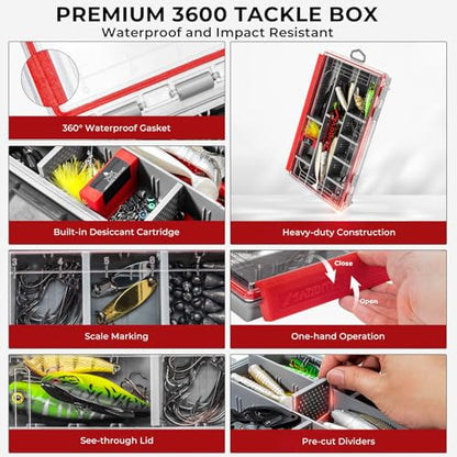 MadBite by KastKing 182/265/400pcs Compact Fishing Tackle Kit - All-in-One Freshwater Hooks, Weights, Bobbers in Tackle Box, Fishing Gear Set for Bass Trout Panfish - style: 71pcs Freshwater Lure Kit