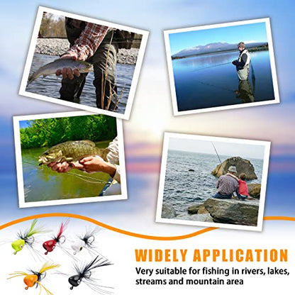 Fly Fishing Lures Poppers Flies Panfish Bluegill Bass Flies Bugs Lures Dry Flies Wet Flies Popper Lures 12/15pcs - color: orange-12pcs