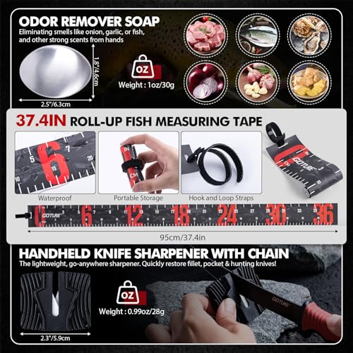 Goture Fishing Tool Kit,Fishing Pliers,Fillet Knife with Sheath,Fish Lip Gripper,Fish Hook Remover,Lanyard,Line Scissors,Sharpener,Stainless Steel Soap,Saltwater Gear Kit,Red/Pink,Gifts for Men/Women - color: A8:12pcs Fishing Tool Kit