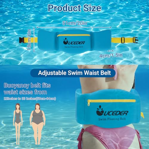 Swim Belt for Adults, Adjustable Flotation Belt,Water Aerobics Belt with Zippered Pocket,3-Section EPE Swimming Buoyancy Belt,Pool Exercise Equipment for Cross Training, Aqua Jogging - size: Small