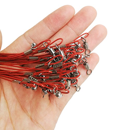 Fishing Wire Leaders for Saltwater: 30pcs Stainless Steel Line Leaders Nylon-Coated 19" - 100 LB High Strength Wire Rig for Shark Barracuda Pike Fishing - color: Red