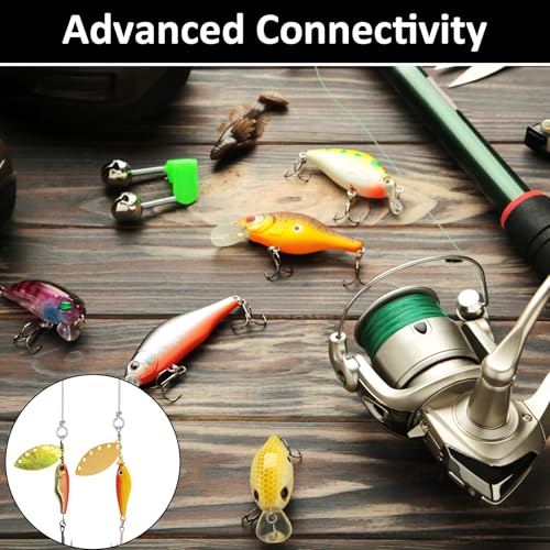 100 Packs Fishing Looped Spinner Shaft Looped Wire Spinner Parts, Stainless Steel Spinner Bait Wire Fishing Lure Making Supplies for Freshwater Bass Trout Walleye Salmon
