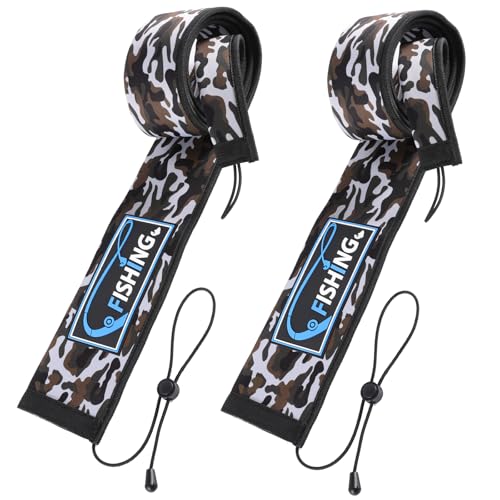 2Pcs Neoprene Fishing Rod Sleeve for Casting, Trolling, Spinning Rods – Lightproof & Puncture Resistant Rod Cover - color: Gray Camo, size: 58" - 2Pcs