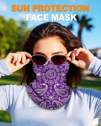 4Pack Neck Gaiter for Men Women Face Cover Mask Head Wrap Balaclava Headwear Bandana Headband Magic Scarf - color: A-color Paisley
