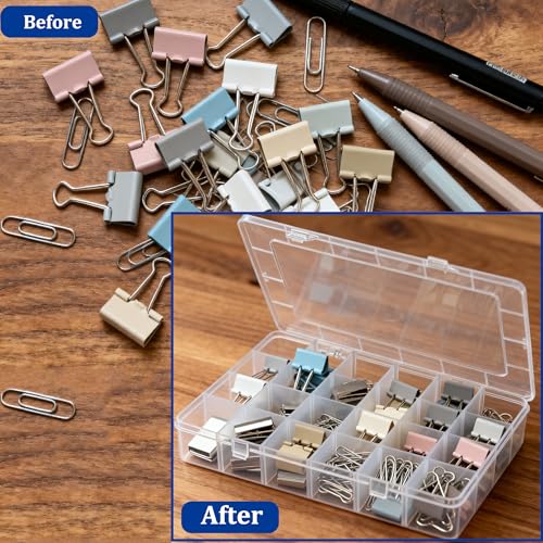 Large 24 Grids Clear Plastic Jewelry Organizer Box with Adjustable Dividers, Craft Organizers and Storage, Compartment Storage Box for Jewelry, Beads, Fishing Tackle, Art, DIY Crafts, Tools