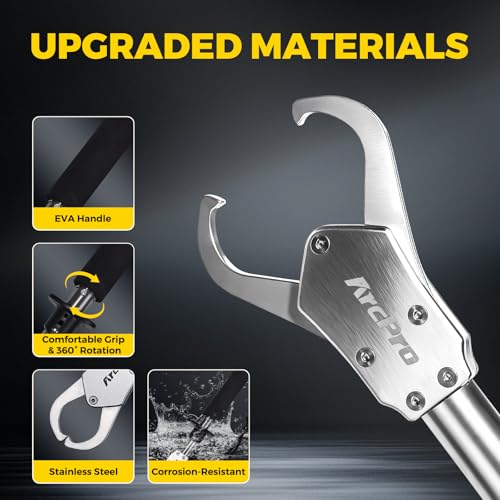 2-in-1 Fish Lip Gripper, 23.8" Stainless Steel Fish Gripper with Scale, 60lb Weighing Fish Grabber, 360° Non-Slip Swivel Handle, Tool for Saltwater & Freshwater - size: 23.8"