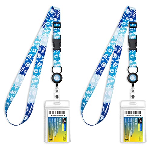 MNGARISTA Retractable Cruise Lanyard for Ship Cards, Waterproof Lanyards for Cruise Ship Cards with ID Holder, 2 Pack, Sea Star - color: Sea Star