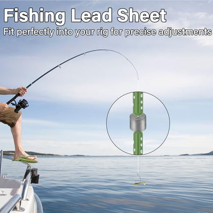Dr.Fish 10 Pack Fishing Lead Roll, 1oz Per Roll, Fishing Weights Sinkers Soft Lead Sheet Strips Crafting Weight - size: 0.6mm-10 Rolls