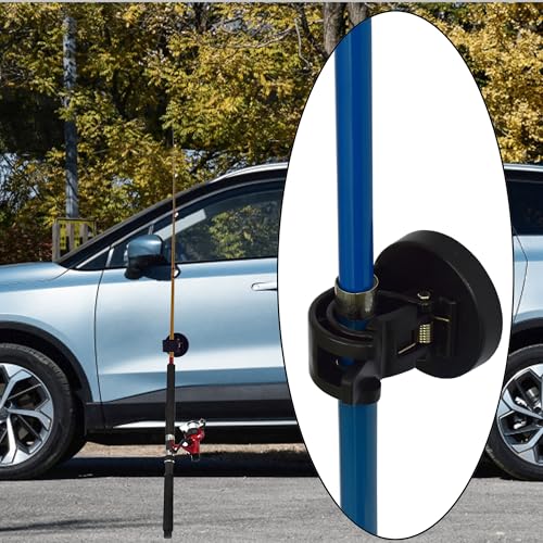 YYST Magnetic Fishing Rod Car Stand, Portable Outdoor Vertical or Horizontal or Over-Head Van Truck Boat Vehicle SUV Garage Door Fly Fishing Rod Pole Storage Rack Holder