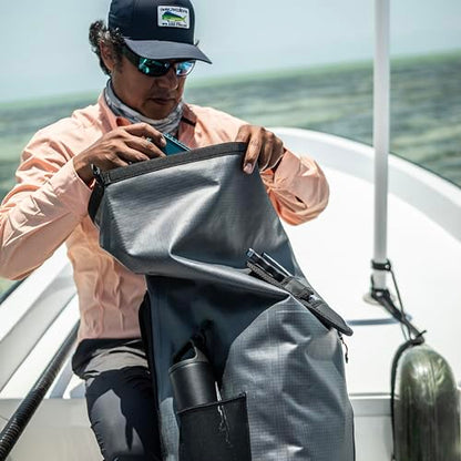 Grundéns Wayward Roll-Top Backpack – Fully Waterproof Fishing & Adventure Gear Pack, 38L, Deep Depths