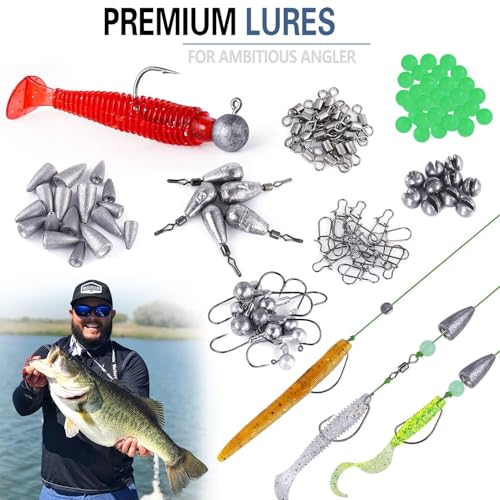 PLUSINNO Fishing Lures, All-in-One Fishing Tackle Box with Tackle Included, Fishing Gear Lure Bait Accessories Kit for Freshwater Bass Trout, Ideal Fishing Gifts for Men, Father & Beginners - color: 302Pcs Fishing Lures Kit