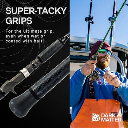 Dark Matter Psychedelic Casting Fishing Rods Medium Heavy Power X - High-Modulus M3 Carbon Nano Baitcaster Rod Saltwater and Freshwater Fishing Rods, 7ft Medium Heavy Baitcasting Rod - color: Black, size: 7'0" Power - X