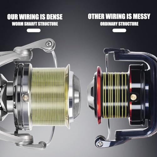 Heavy Duty Spinning Reel Metal Body with CNC Machined Spool 55LB Max Drag 8/10+1 BB Ultra Smooth 4.1/4.6/4.8:1 High Speed Gear Ratio Saltwater Freshwater Fishing Reel for 8000 to 16000 Series - color: SKM14000