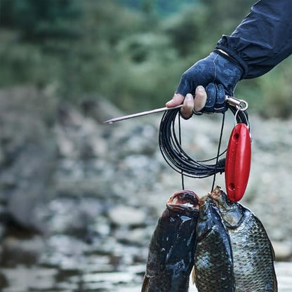 Fishing Fish Stringer Fish Needle Hook Stringer with Coated Stainless Steel Cable for Saltwater Freshwater - size: 5M