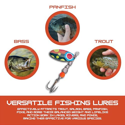 Hipster Pro Pack Rooster Tail Fishing Lures - Proven Inline Spinner Baits, Premium Trout Spinners for Trout and Salmon River Fishing, 100% USA Made by Hofmann's Lures - color: Trout Skinz