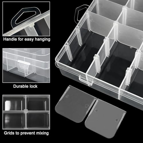 Guyuyii 4 Pack 36-Grid Plastic Clear Organizer Box with Adjustable Dividers | for Fishing Tackle, Craft, Jewelry Making, Diamond Painting, Beads, Earrings, Nail Art Supplies, Seeds, Small Hardware - size: 4 Pack 36 Compartments