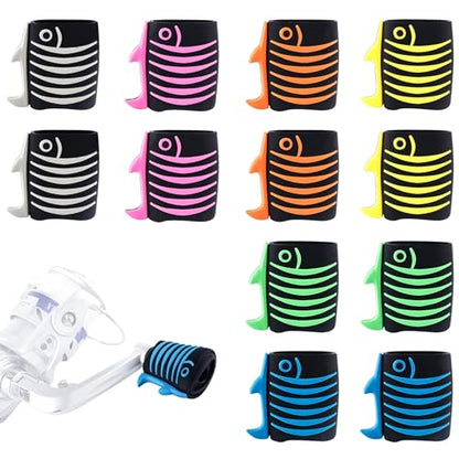 Fishing Reel Replacement Handle with Knob Covers, Spinning Casting Baitcaster Reel Grip Parts Universal Rocker Arm Non-Slip Rubber Sleeve - color: 12PCS-Reel-Knob-Covers