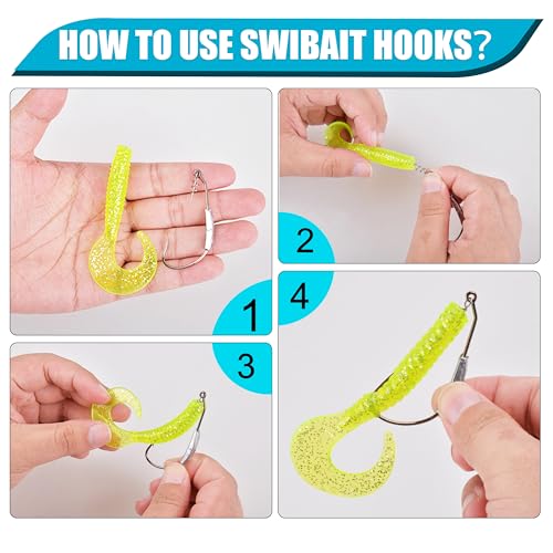 Weighted Swimbait Hooks for Bass Fishing,15 Pack Jig Heads Worm Weedless Fishing Hooks with Twist Lock for Soft Plastics Worm Weighted Hooks Saltwater Freshwater - size: 3/0_3g_15pcs