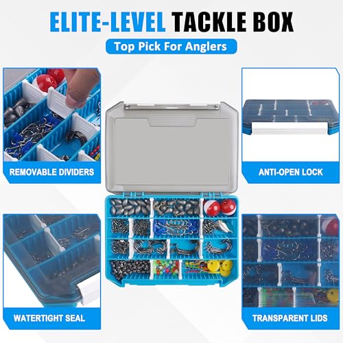 277pcs Fishing Accessories Kit, Fishing Tackle Box with Fishing Hooks Weights Swivels Snaps Sinker Slides Spinner Blade Bobber Stop Floats Beads for Bass Bluegill Crappie Saltwater Freshwater Fishing - style: 277pcs Fishing Accessories Kit