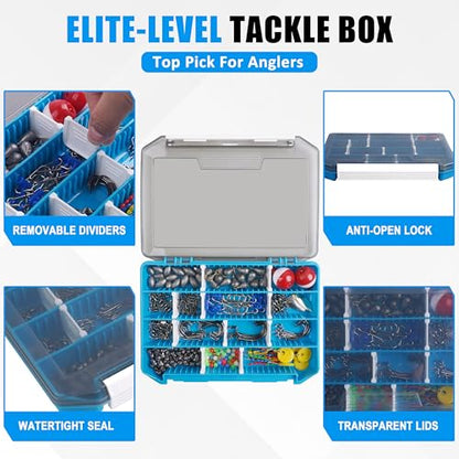 277pcs Fishing Accessories Kit, Fishing Tackle Box with Fishing Hooks Weights Swivels Snaps Sinker Slides Spinner Blade Bobber Stop Floats Beads for Bass Bluegill Crappie Saltwater Freshwater Fishing - style: 277pcs Fishing Accessories Kit