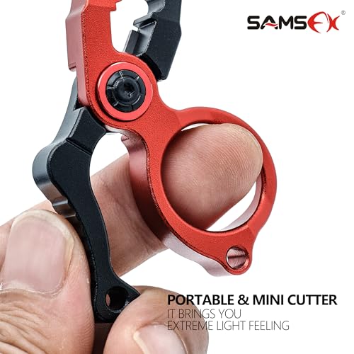 SAMSFX Mini Fishing Pliers with Fly Fishing Zinger Retractor, Fish Hook Remover Tool, Split Ring Pliers for Saltwater & Freshwater, Tungsten Carbide Cutters, Fishing Gear Gift for Anglers - color: Red