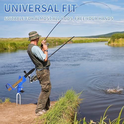 2PCS Fishing Rod Holders, Fishing Pole Holders for Ground 360 Adjustable Stable, Durable, Universal Fit All Fishing Rods, Portable, Suitable for Shore Beach Bank Fishes Ground for Men