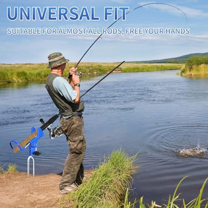 2PCS Fishing Rod Holders, Fishing Pole Holders for Ground 360 Adjustable Stable, Durable, Universal Fit All Fishing Rods, Portable, Suitable for Shore Beach Bank Fishes Ground for Men