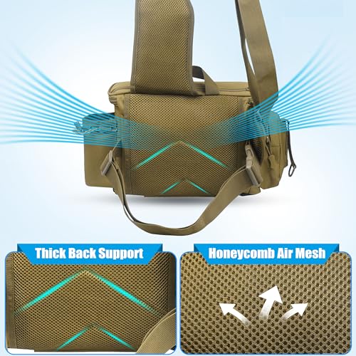 OROOTL Fishing Tackle Storage Bag, Sling Waist Backpack with Adjustable Widen Shoulder Straps Large Capacity Fishing Crossbody Bag Lightweight Gear Organizer for Fishing Camping Hiking and More