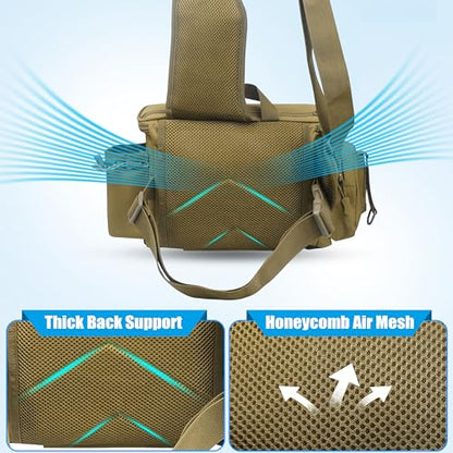 OROOTL Fishing Tackle Storage Bag, Sling Waist Backpack with Adjustable Widen Shoulder Straps Large Capacity Fishing Crossbody Bag Lightweight Gear Organizer for Fishing Camping Hiking and More