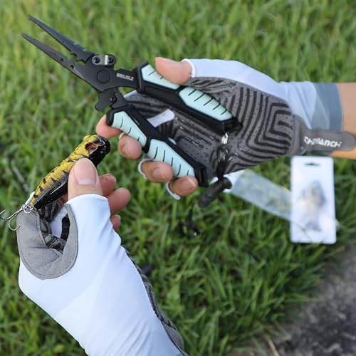 Lightweight Sun Protection Fingerless Fishing Gloves Men & Women – Reinforced Palm Quick-Release Breathable Kayaking Hiking Cycling Driving Gloves ﻿ - color: grey, size: Medium