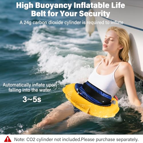 Automatic Inflatable Belt Pack Water Sports Jacket Waist Belt PFD for SUP Paddleboarding Fishing Boating Kayaking（fit 80-330 lbs） (Blue) - color: Blue
