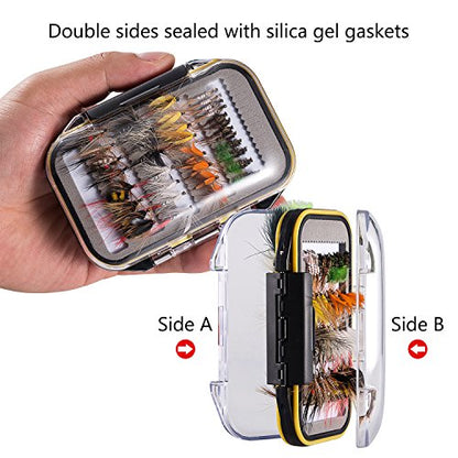 BASSDASH Fly Fishing Flies Kit Fly Assortment Trout Bass Fishing with Fly Box with Dry/Wet Flies, Nymphs, Streamers, Popper - style: 72 Pcs Assorted Flies Kit