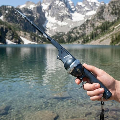 Mini Rod & Reel Combo 5.6ft-Foldable Telescopic Rod - Ultra Compact Mini Fishing Gear - Pocket-Sized Portable - for Travel Hiking Backpacking - Includes Smooth Reel