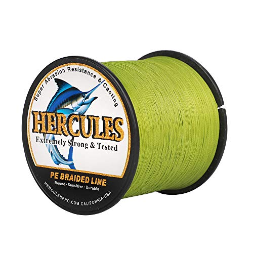 HERCULES Cost-Effective Super Cast 8 Strands Braided Fishing Line 10LB to 300LB Test for Salt-Water,109/328/547/1094 Yards(100M/300M/500M/1000M),Diam.#0.12MM-1.2MM,Hi-Grade Performance,Variety Colors - color: Army Green, size: 20LB-0.20MM-1640YDS(1500M)-8