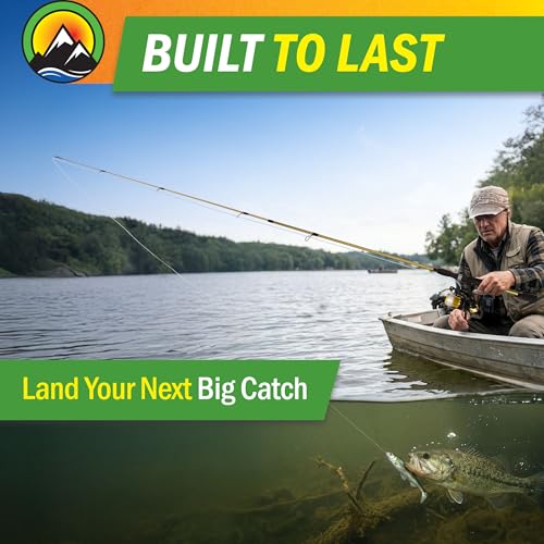 Fiberglass Fishing Pole - Strike Series 78-Inch Collapsible Rod and Spinning Reel Combo, EVA Handle, Pre-Spooled Reel, Fishing Gear for Catching Walleye, Bass, Trout, and More by Wakeman - color: Trophy Gold