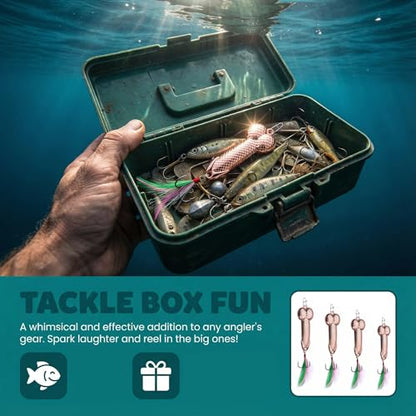 Gag Fishing Lures Set Metal Luminous Sequin Spoons Funny Top Water Bass Fishing Lures Fishermen Gear Spinner Baits Freshwater Saltwater Equipment Fishing Hook for Fishing Lover Men - color: Rose Gold