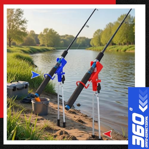 Shappy 2 Pcs Upgraded Bank Fishing Rod Holders with Glow Anti-Slip Soft Pad Fishing Pole Holders for Ground 360° Adjustable Rust-Proof Holder Sea Foldable Catfish Bank Pole Gift for Men Father Gift