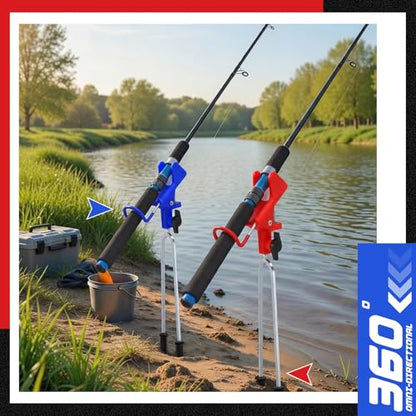 Shappy 2 Pcs Upgraded Bank Fishing Rod Holders with Glow Anti-Slip Soft Pad Fishing Pole Holders for Ground 360° Adjustable Rust-Proof Holder Sea Foldable Catfish Bank Pole Gift for Men Father Gift