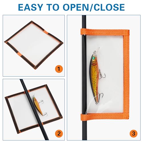 OROOTL Fishing Lure Wraps Hook Covers, 5/12 Packs Fishing Lure Covers for Rod Durable Clear PVC Treble Hook Cover Bait Storage Protector Keep Safe from Sharp Hooks - style: Orange-l(4"x7.7")-5pcs