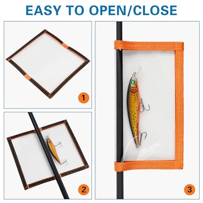 OROOTL Fishing Lure Wraps Hook Covers, 5/12 Packs Fishing Lure Covers for Rod Durable Clear PVC Treble Hook Cover Bait Storage Protector Keep Safe from Sharp Hooks - style: Orange-l(4"x7.7")-5pcs