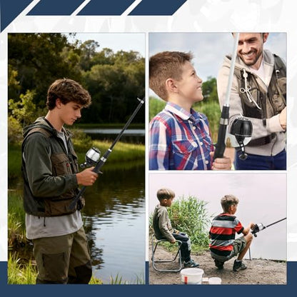 WIDDEN Kids Fishing Pole, Youth Fishing Rod and Reel Combo - Telescopic Portable Fishing Pole with Tackle Box Bag Starter Anglers Set, Fishing Gear Kit for Boys Girls Teens Age 5-18 and Beginners - color: Silver + White