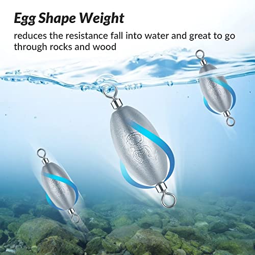THKFISH Fishing Weights Inline Weights Trolling Sinkers Swivel Weights Quick Set Up Lead Fishing Sinker with Inner Swivel - size: 20pcs-5g(1/6 oz)