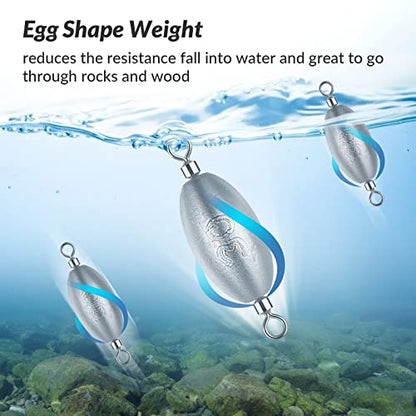 THKFISH Fishing Weights Inline Weights Trolling Sinkers Swivel Weights Quick Set Up Lead Fishing Sinker with Inner Swivel - size: 20pcs-5g(1/6 oz)