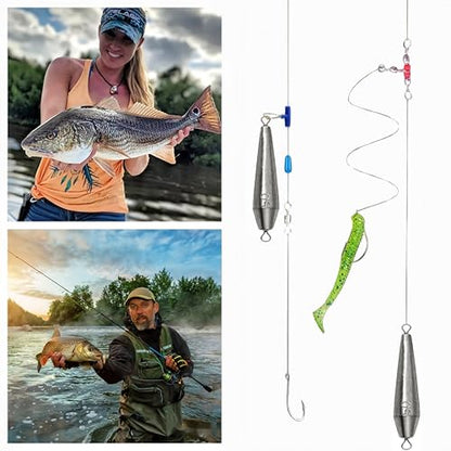10PCS Fishing Weights, Inline Trolling Bullet Sinkers Double Ring Torpedo Fishing Weights Lead Drop Shot Fishing Weight Sinkers - 20g-50g - size: 1.8 oz - 8 Pack