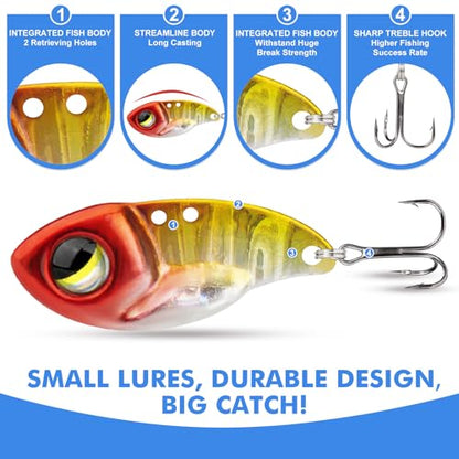 TRUSCEND Vibespinner Easy Catch Fishing Lures with BKK Hooks, Tail Spinner Baits with 4 Actions, Vibrating Swimming Flashing & Jigging for More Bites, Spoon Lures for Bass Trout Crappie Walleye Pike - color: C1-0.07oz-0.8"